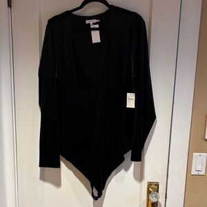 Good American Black Velour bodysuit